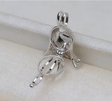 S925 sterling silver Halloween pendant necklace cage without holes 6-8mm pearl DIY jewelry accessories