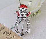 S925 Sterling Silver Santa Claus Pendant Necklace 8-11mm Cage Hollowless Pearl Empty Holder