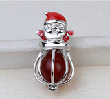 S925 Sterling Silver Santa Claus Pendant Necklace 8-11mm Cage Hollowless Pearl Empty Holder