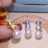 S925 silver Bunny Earring studs Pearl Holder (Doesn't include pearl)