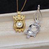 S925 sterling silver owl pendant female necklace cage 8mm no hole bead pendant DIY jewelry accessories