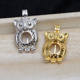 S925 sterling silver owl pendant female necklace cage 8mm no hole bead pendant DIY jewelry accessories