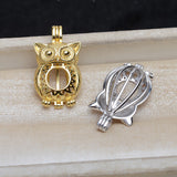 S925 sterling silver owl pendant female necklace cage 8mm no hole bead pendant DIY jewelry accessories