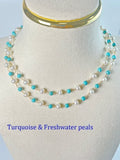 Turquoise pearl handmade necklace