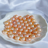 Button/Bread shaped fresh water Pearls(Orange Purple)