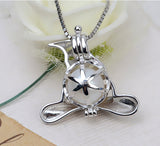 S925 Sterling Silver Magic Hat Halloween Pendant Necklace 7-8mm Cage Hollowless Pearl Empty Holder