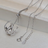 S925 sterling silver round pendant bottom bracket set chain women's necklace 12-14mm cage without holes pearl empty bracket DIY accessories