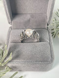 S925 sterling silver Korean female open ring female adjustable finger ring pearl 6-8mm ring holder