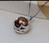 S925 sterling silver globe planet pendant female necklace 12-13mm cage DIY pearl pendant empty holder