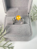 S925 sterling silver Korean female open ring female adjustable finger ring pearl 6-8mm ring holder