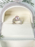 S925 Sterling Silver Wide Woven Open Ring Adjustable Finger Ring 7-10mm Pearl Ring Holder