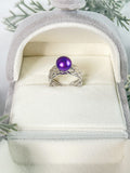 S925 Sterling Silver Wide Woven Open Ring Adjustable Finger Ring 7-10mm Pearl Ring Holder