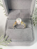 S925 Sterling Silver Split Ring Opening Ring Adjustable 7-10mm Pearl Ring Holder