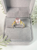 S925 Sterling Silver Split Ring Opening Ring Adjustable 7-10mm Pearl Ring Holder