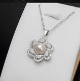 S925 sterling silver flower-shaped pendant bracket temperament pendant female pendant 10-11mm pearl DIY jewelry accessories