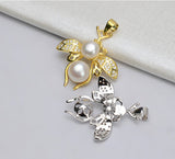 S925 sterling silver pendant head necklace 2 beads big bee multi-bead pendant pearl set empty bracket