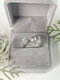 S925 Sterling Silver Flower Open Ring Adjustable Finger Ring Finger Ring 5-6mm Pearl ring holder