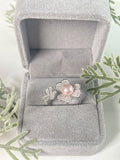 S925 Sterling Silver Flower Open Ring Adjustable Finger Ring Finger Ring 5-6mm Pearl ring holder