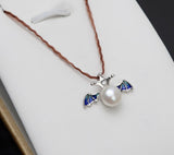 S925 Sterling Silver Bat Shape Drip Pendant Head Pendant Female Pearl Pendant Empty holder