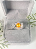 S925 Sterling Silver Flower Open Ring Adjustable Finger Ring Finger Ring 5-6mm Pearl ring holder