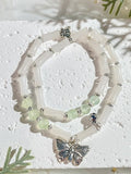 New double-loop bamboo-joint jade bracelet,Handmade Women Stretchy Bracelet,Gemstone Bracelet