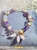 New Amethyst Shell Tassel Pearl Bracelet,Handmade Women Stretchy Bracelet,Healing Crystal Bracelet,Gemstone Bracelet