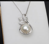 S925 sterling silver pendant female flower pendant personalized pendant 11-13mm pearl inlay empty holder