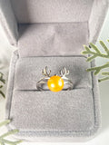 S925 sterling silver open ring antler elk adjustable 6-8mm pearl ring holder