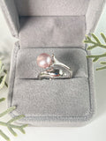 S925 sterling silver open face dolphin ring 7-9mm adjustable pearl ring holder