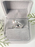 S925 sterling silver open face dolphin ring 7-9mm adjustable pearl ring holder