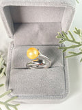 S925 sterling silver open face dolphin ring 7-9mm adjustable pearl ring holder