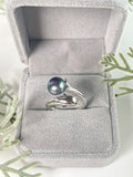 S925 sterling silver open face dolphin ring 7-9mm adjustable pearl ring holder