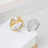 S925 sterling silver ring vintage palace open finger ring female 4-6mm adjustable ring holder