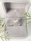 S925 Sterling Silver Open Feather Ring Adjustable Pearl Ring Holder