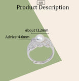 S925 sterling silver ring vintage palace open finger ring female 4-6mm adjustable ring holder