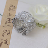 S925 sterling silver open ring adjustable finger ring court lace women's ring 5-7mm pearl empty holder