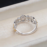 S925 Sterling Silver Split Ring Opening Ring Adjustable 7-10mm Pearl Ring Holder