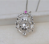 S925 sterling silver popular wind spider pendant necklace cage 8-10mm pearl empty support DIY pearl jewelry accessories