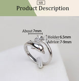 S925 sterling silver open face dolphin ring 7-9mm adjustable pearl ring holder