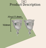 S925 sterling silver leopard head earrings female earrings personalized pearl earring holder