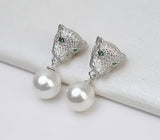 S925 sterling silver leopard head earrings female earrings personalized pearl earring holder