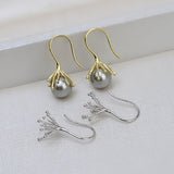 S925 sterling silver baroque claw ear hook shaped pearl ear hooks for women pearl earring holder