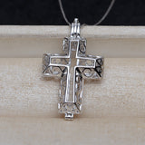 S925 sterling silver cross Europe and the United States pendant necklace pendant cage 6-6.5mm no hole pearl DIY empty holder