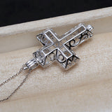 S925 sterling silver cross Europe and the United States pendant necklace pendant cage 6-6.5mm no hole pearl DIY empty holder