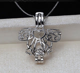 S925 sterling silver Europe and the United States wind angel pendant necklace 7-8mm cage without hole pearl empty holder