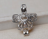 S925 sterling silver Europe and the United States wind angel pendant necklace 7-8mm cage without hole pearl empty holder