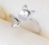 S925 Sterling silver Adjustable Kitty Ring holder