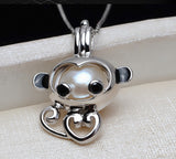 S925 sterling silver 12 zodiac monkeys pendant head necklace 7-10mm cage without holes pearl empty cage