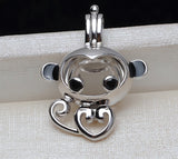 S925 sterling silver 12 zodiac monkeys pendant head necklace 7-10mm cage without holes pearl empty cage