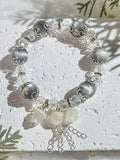 Lily of the Valley Tassel Imitation Cat's Eye Bracelet,Handmade Women Stretchy Bracelet